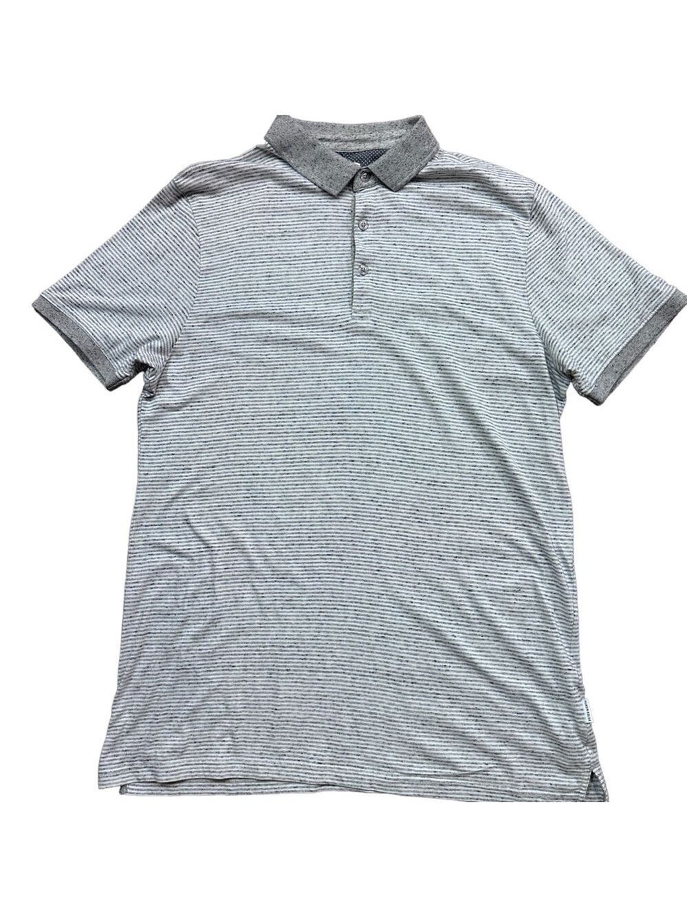 PETER WERTH  LONDON GOLF TENNIS  POLO GREY STRIPED MENS SZL